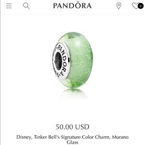 Tinker Bell Pandora Murano glass charm